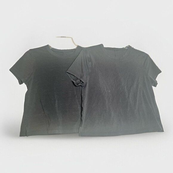 Lot 2 Lululemon Women Activewear Top Small Black Cropped Top Short Sleeve.   Cc - Picture 1 of 8